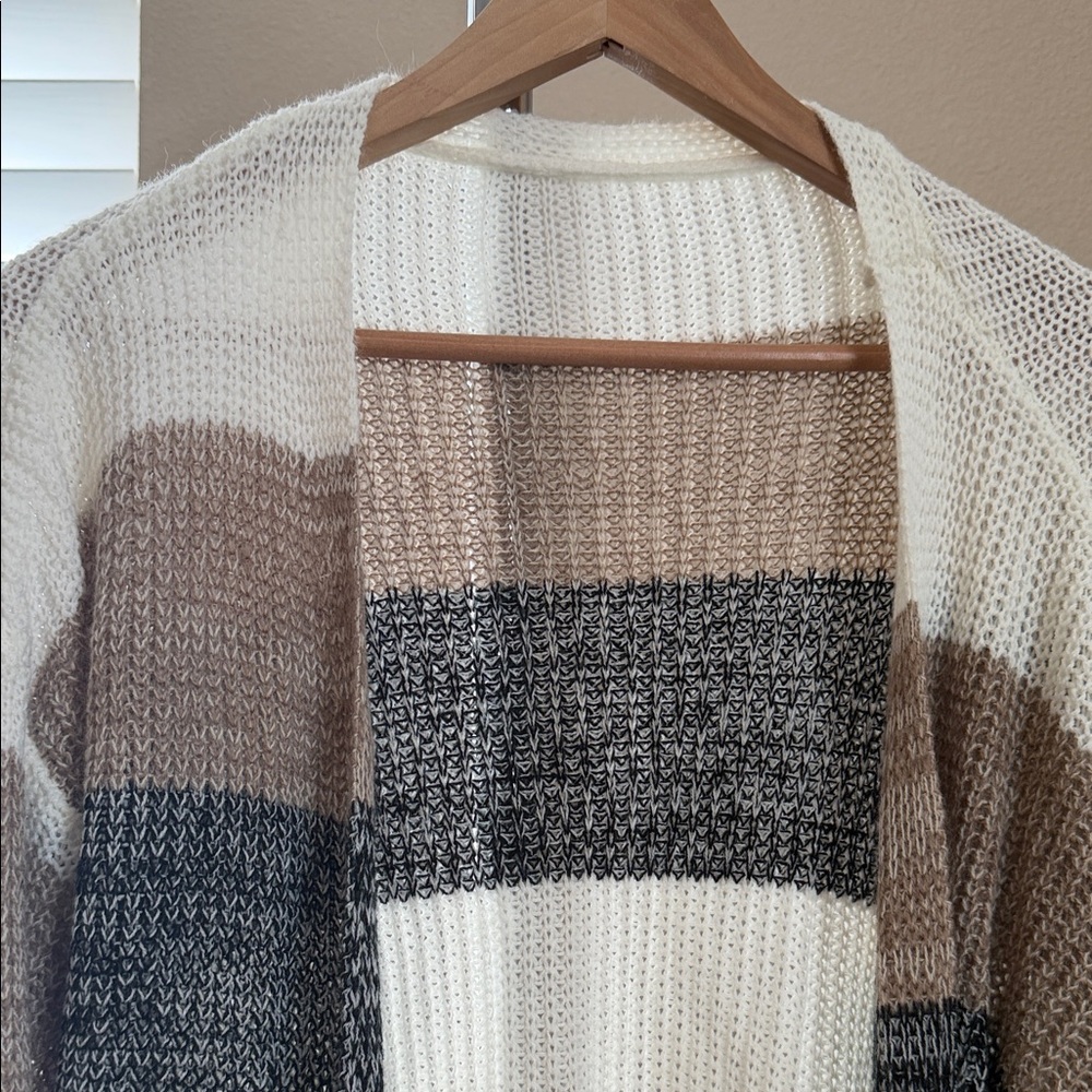 SHEIN Multicolor Striped Open-Front Cardigan - Picture 2 of 4